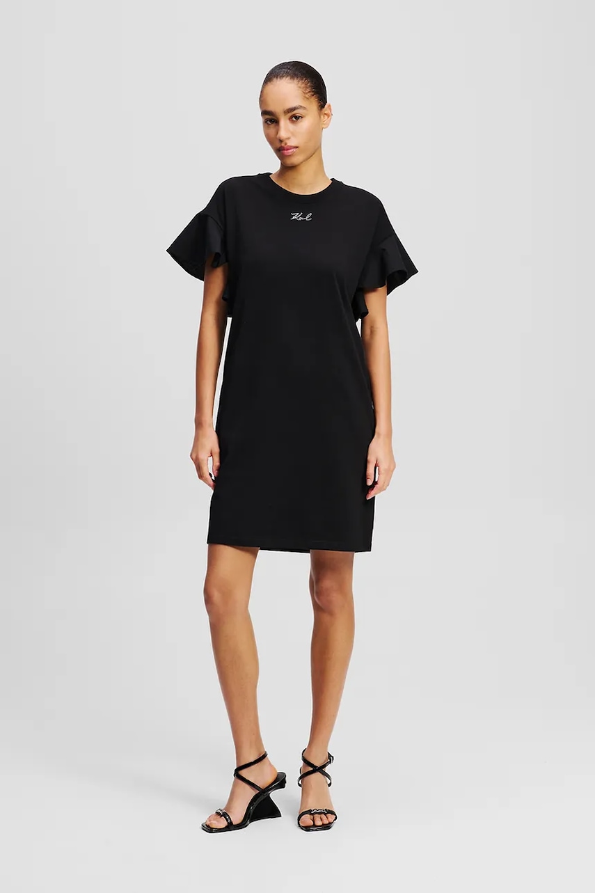 Karl Lagerfeld rochie din bumbac culoarea negru
