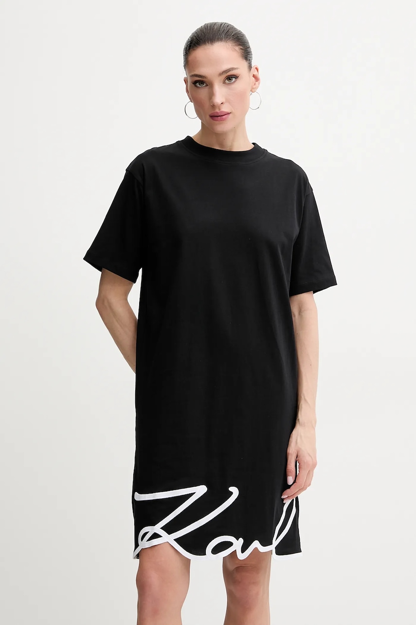 Karl Lagerfeld rochie din bumbac culoarea negru
