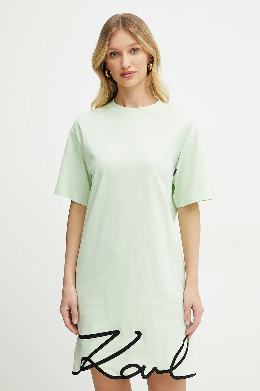 Karl Lagerfeld rochie din bumbac culoarea verde