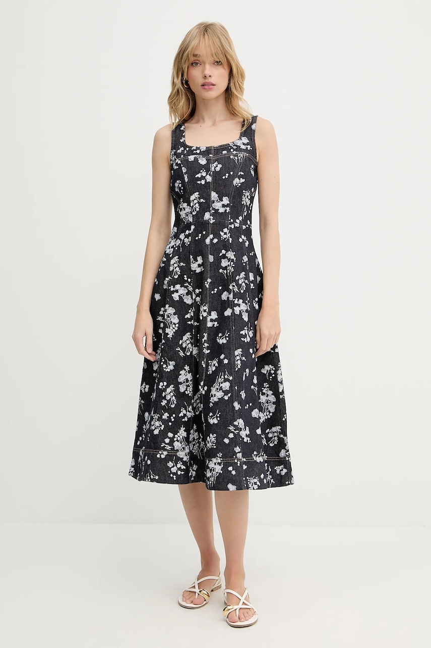 Karl Lagerfeld rochie din denim culoarea bleumarin