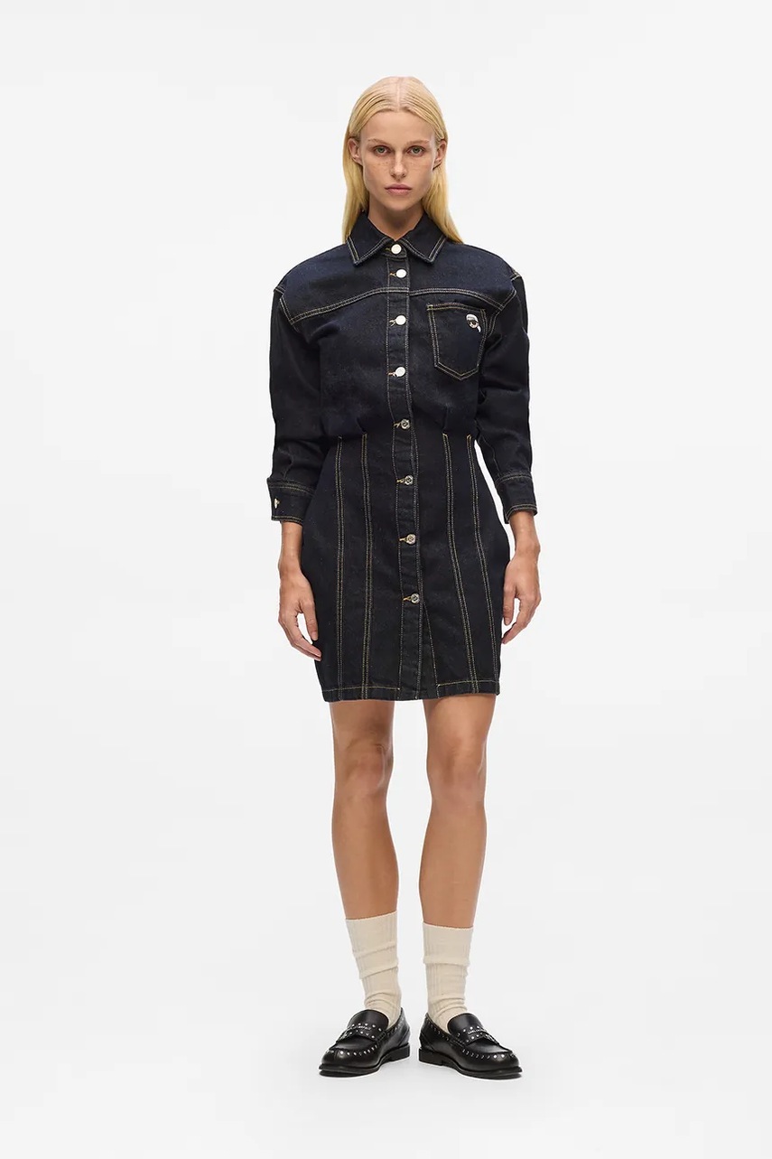 Karl Lagerfeld rochie jeans culoarea bleumarin