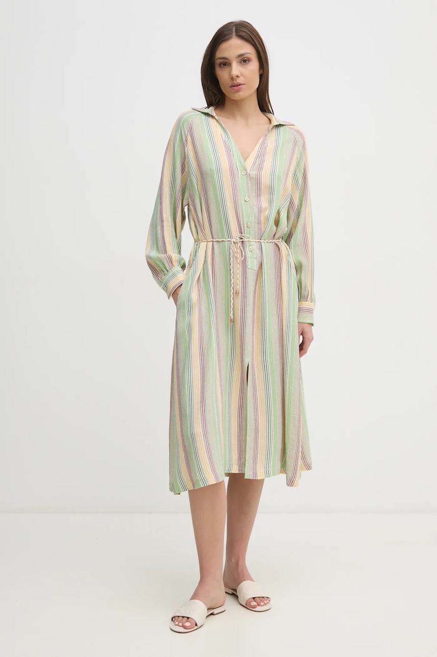 La Petite Française rochie din amestec de in RIVA culoarea verde