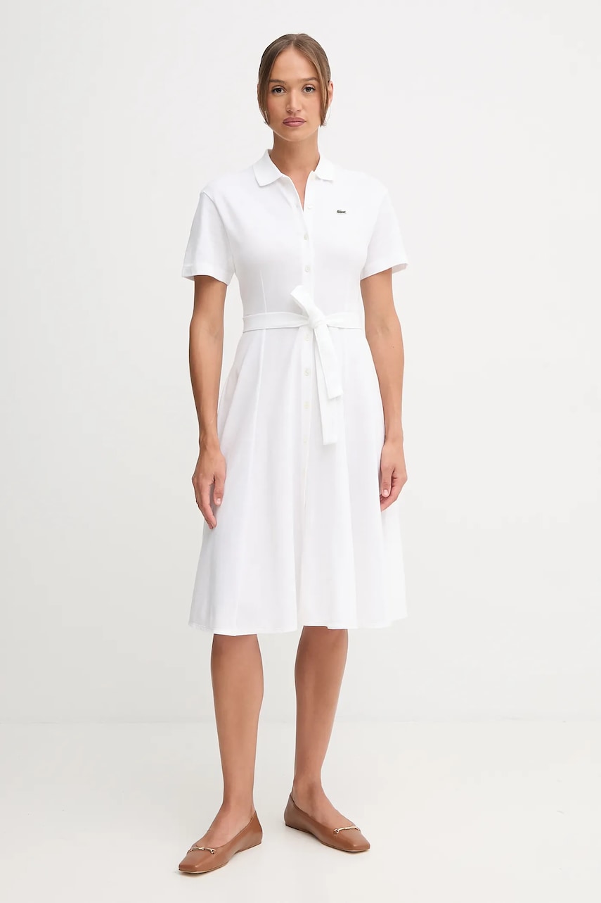 Lacoste rochie din bumbac culoarea alb