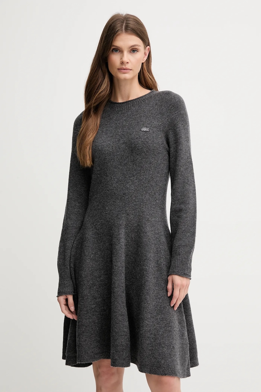 Lacoste rochie din lână culoarea gri