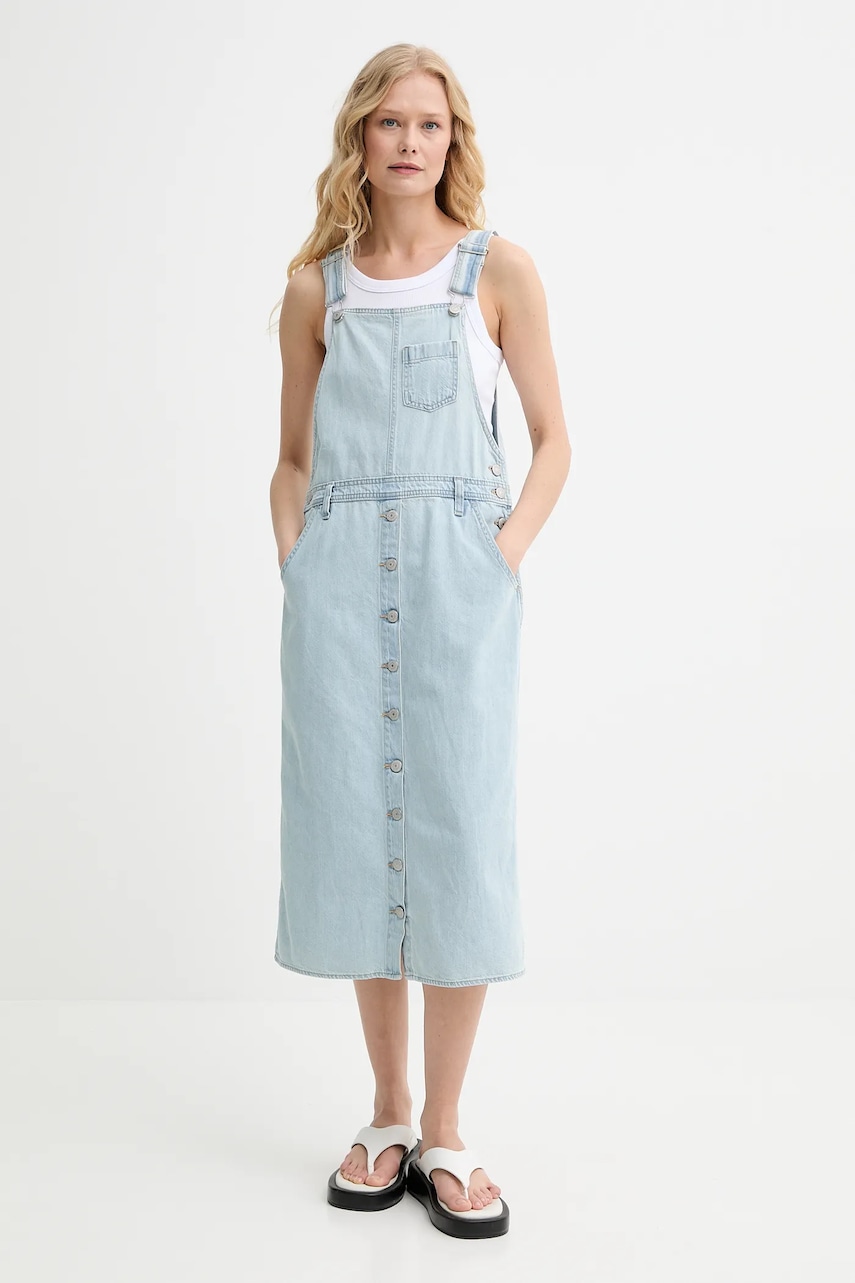 Levi's rochie din denim culoarea bej
