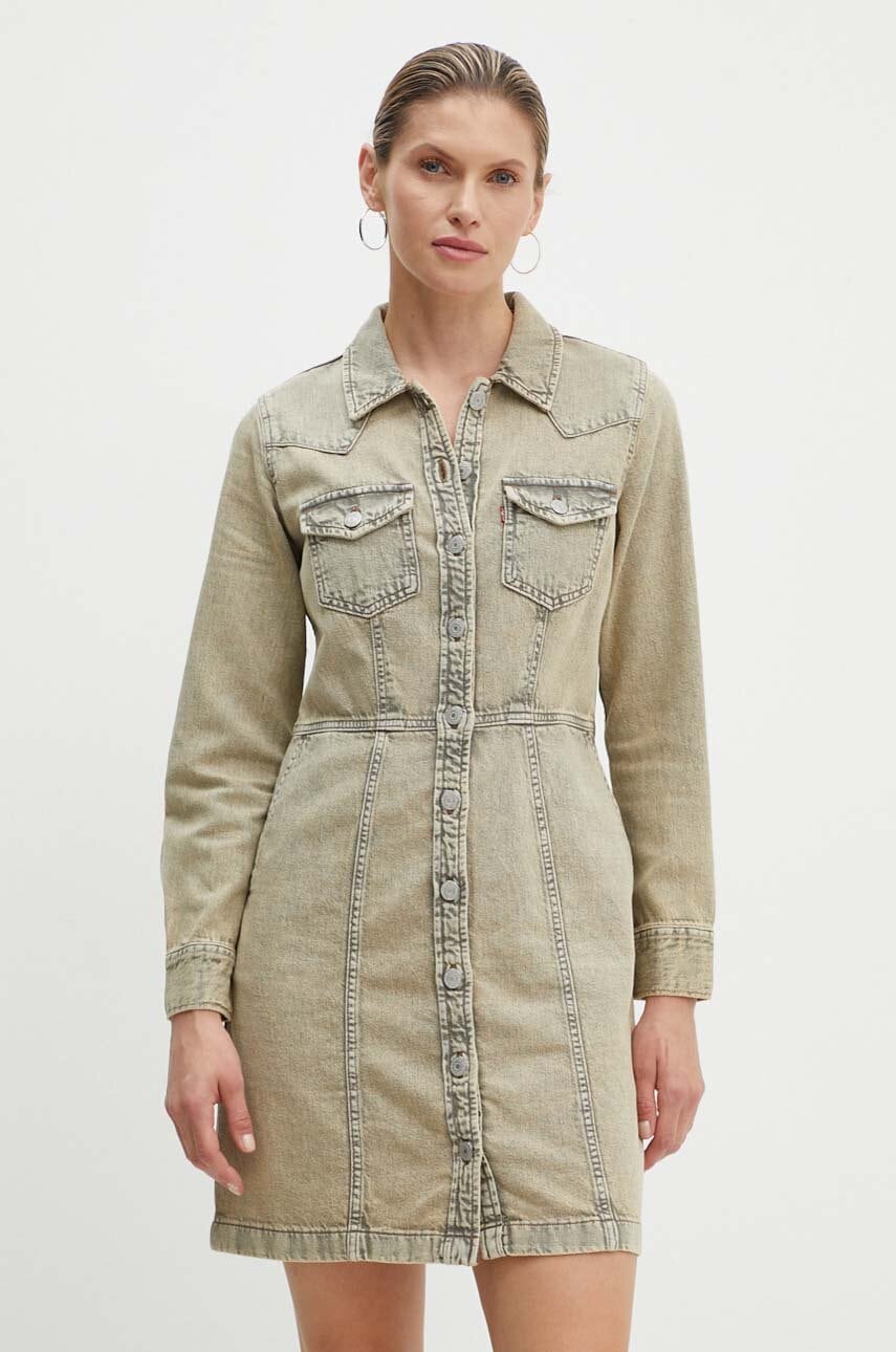 Levi's rochie din denim culoarea bej