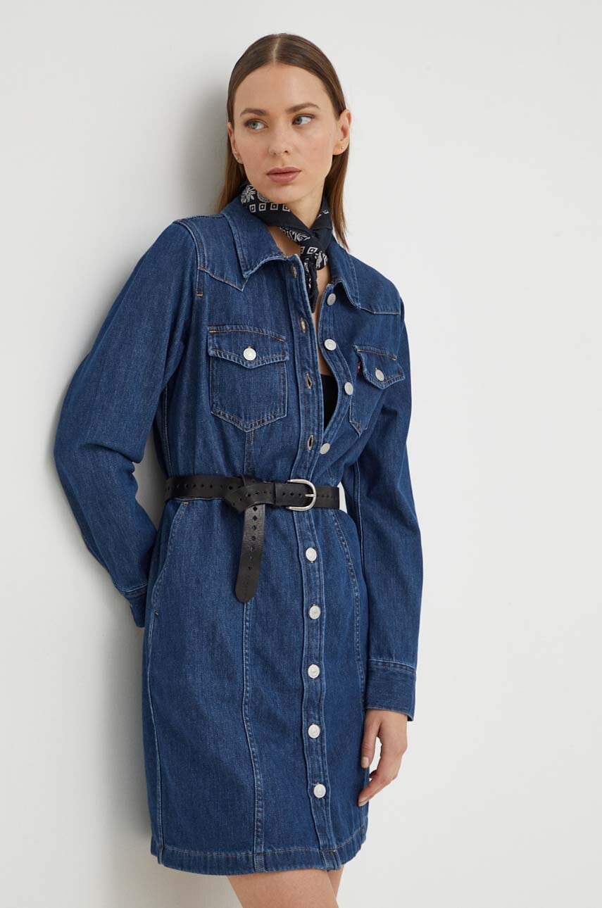 Levi's rochie din denim culoarea bleumarin