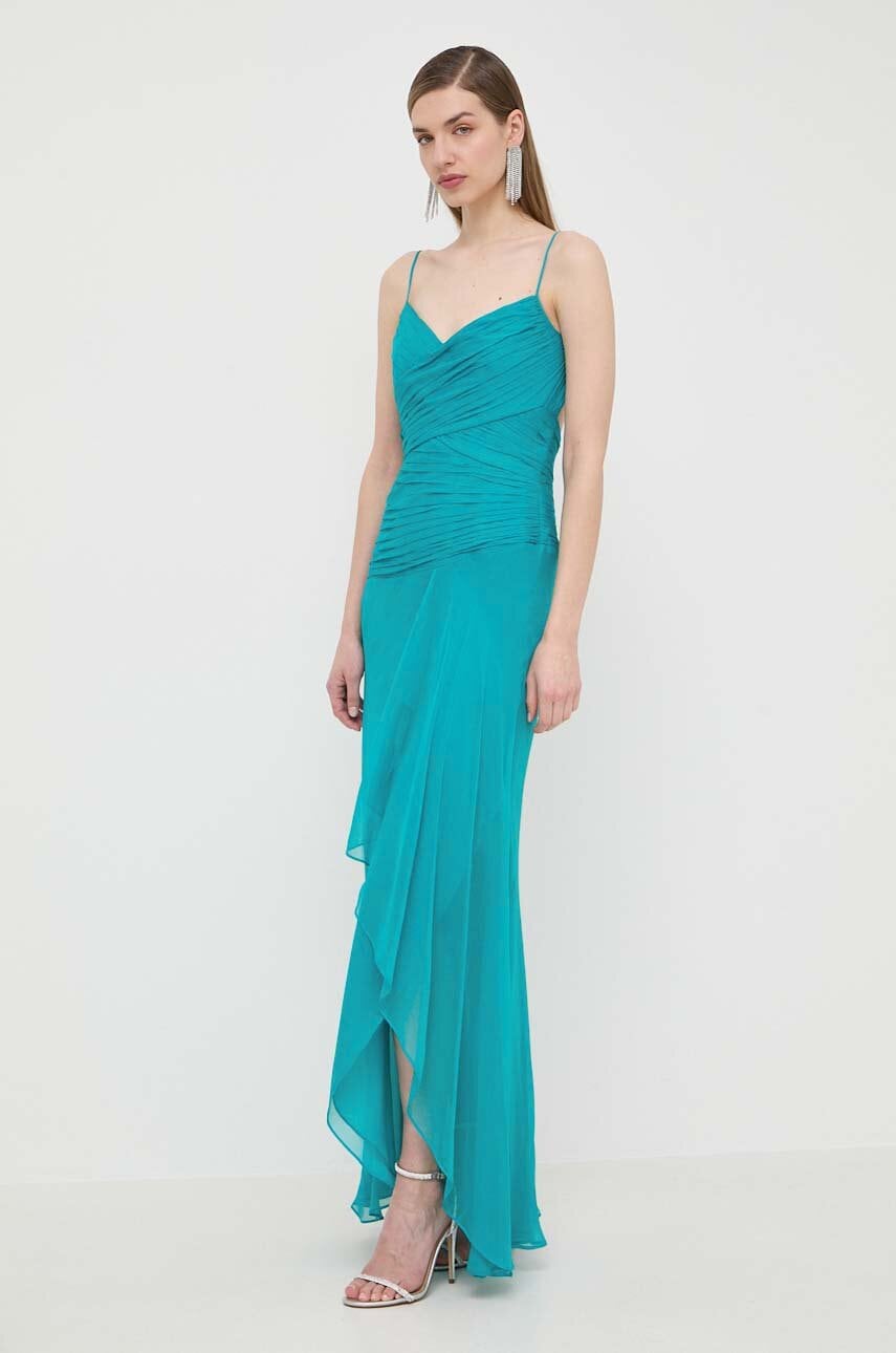 Luisa Spagnoli rochie de matase PINCIO culoarea turcoaz
