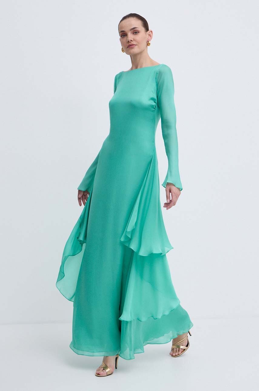 Luisa Spagnoli rochie de matase RUNWAY COLLECTION culoarea verde