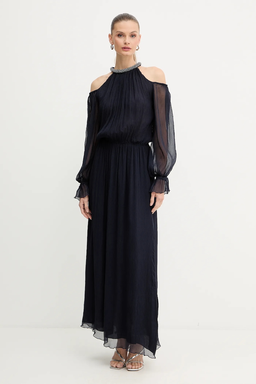Luisa Spagnoli rochie de matase culoarea bleumarin
