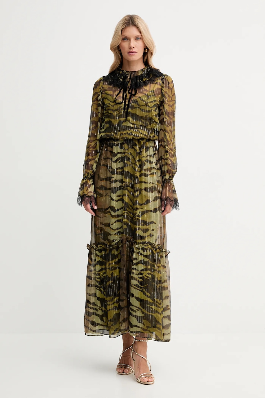 Luisa Spagnoli rochie de mătase culoarea verde