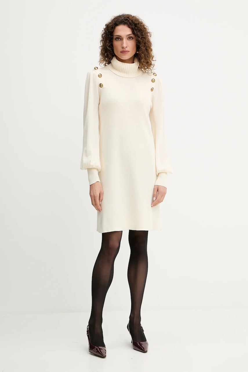 Luisa Spagnoli rochie din lână culoarea bej