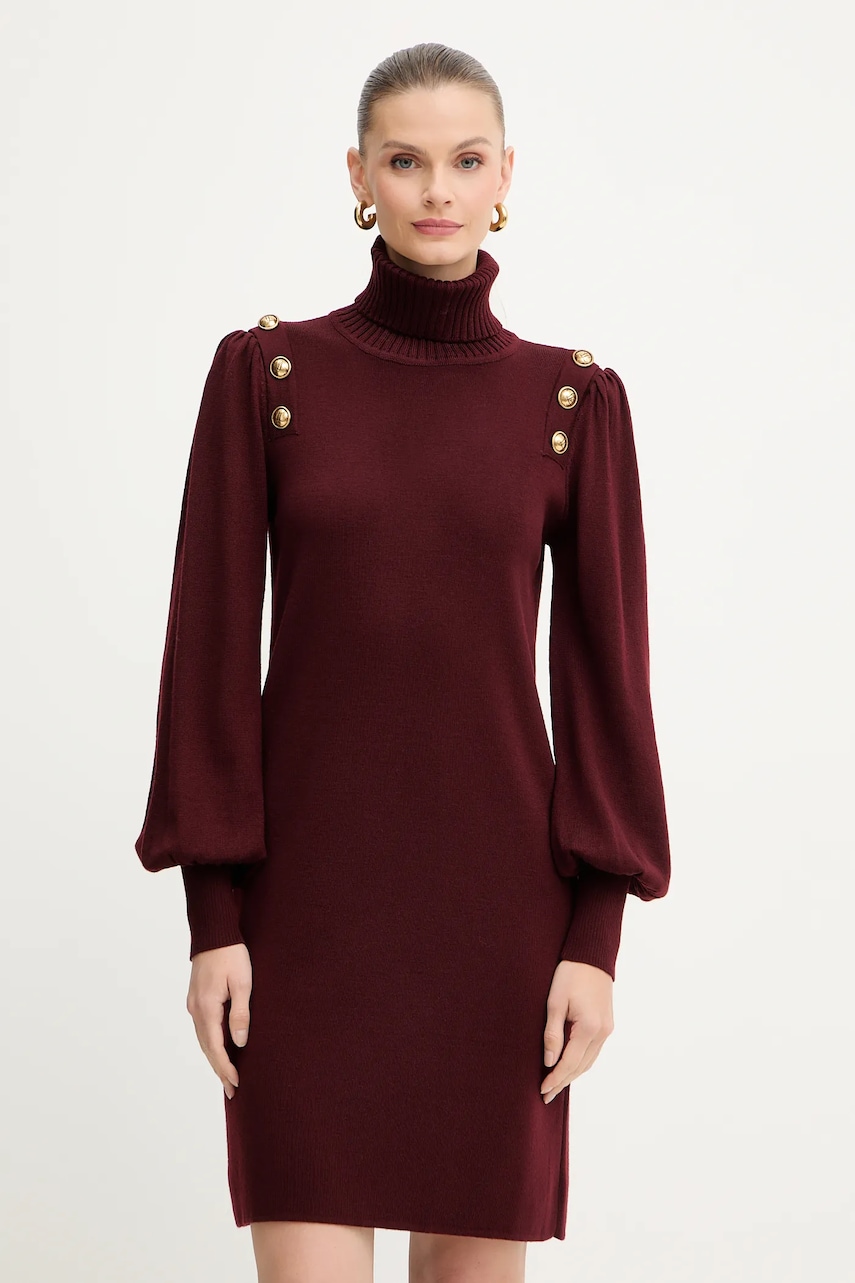 Luisa Spagnoli rochie din lână culoarea bordo