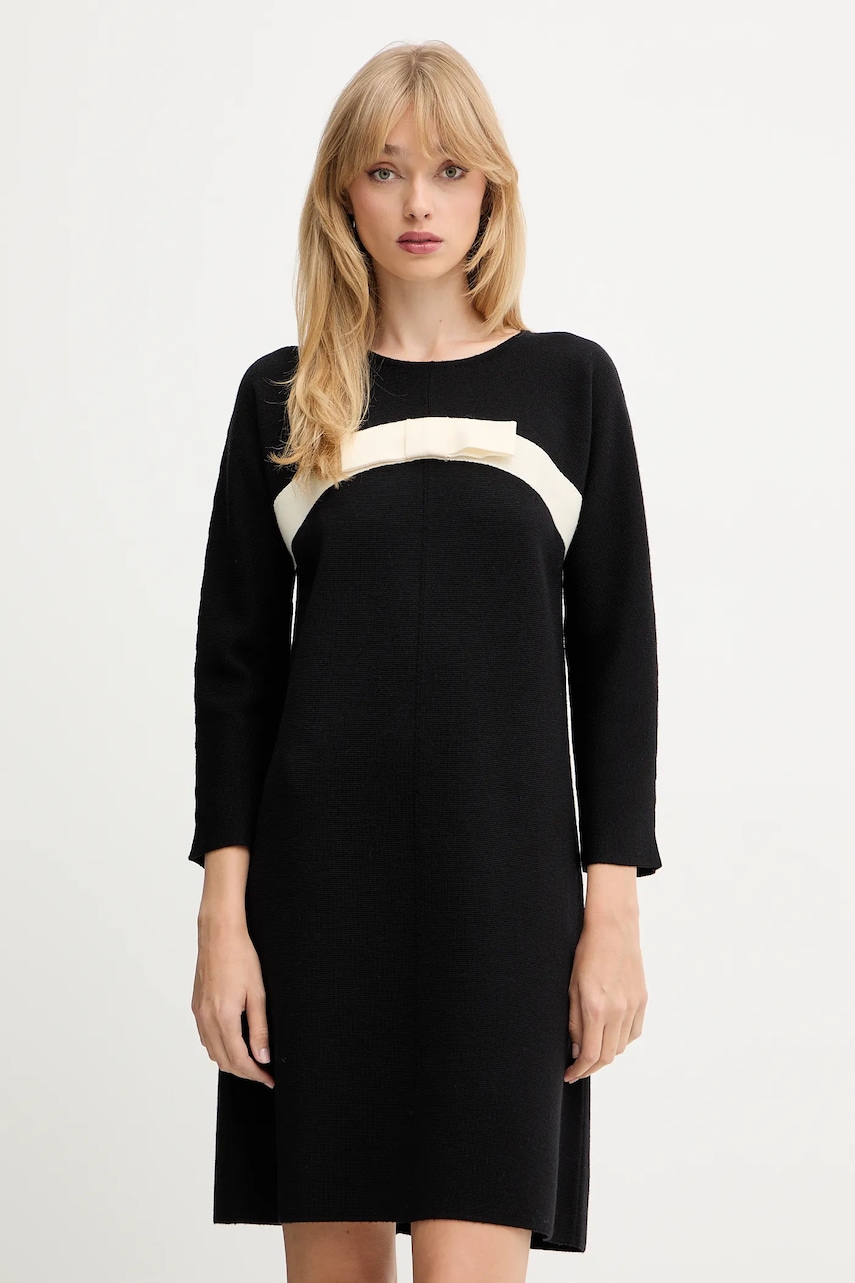 Luisa Spagnoli rochie din lână culoarea negru