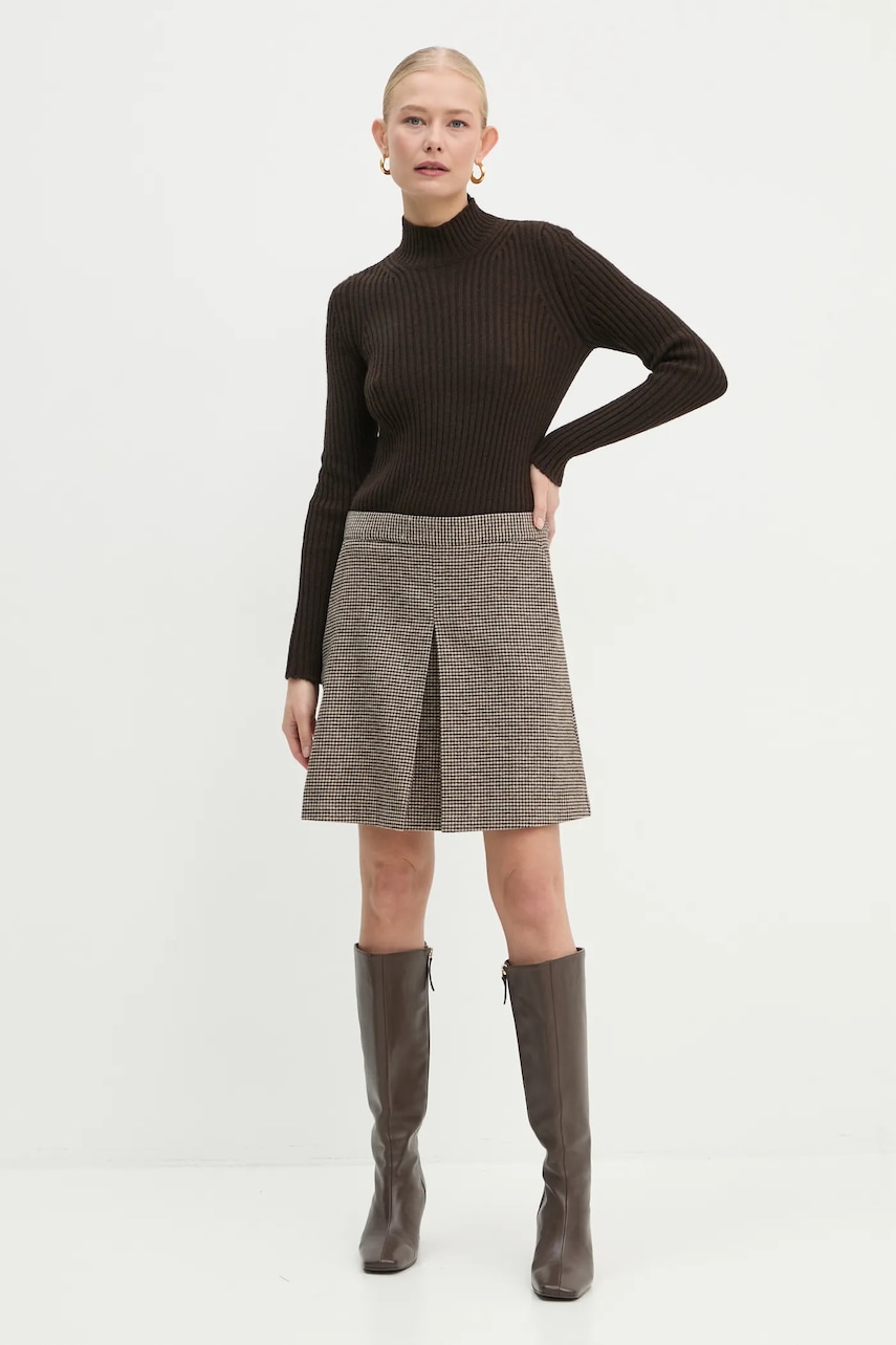 MAX&Co. rochie din amestec de lână culoarea maro