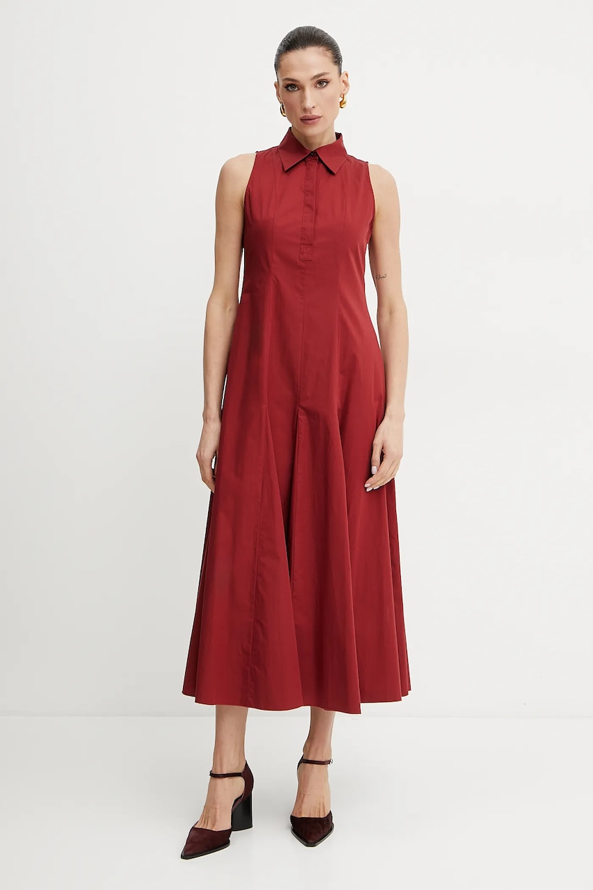 MAX&Co. rochie din bumbac culoarea bordo