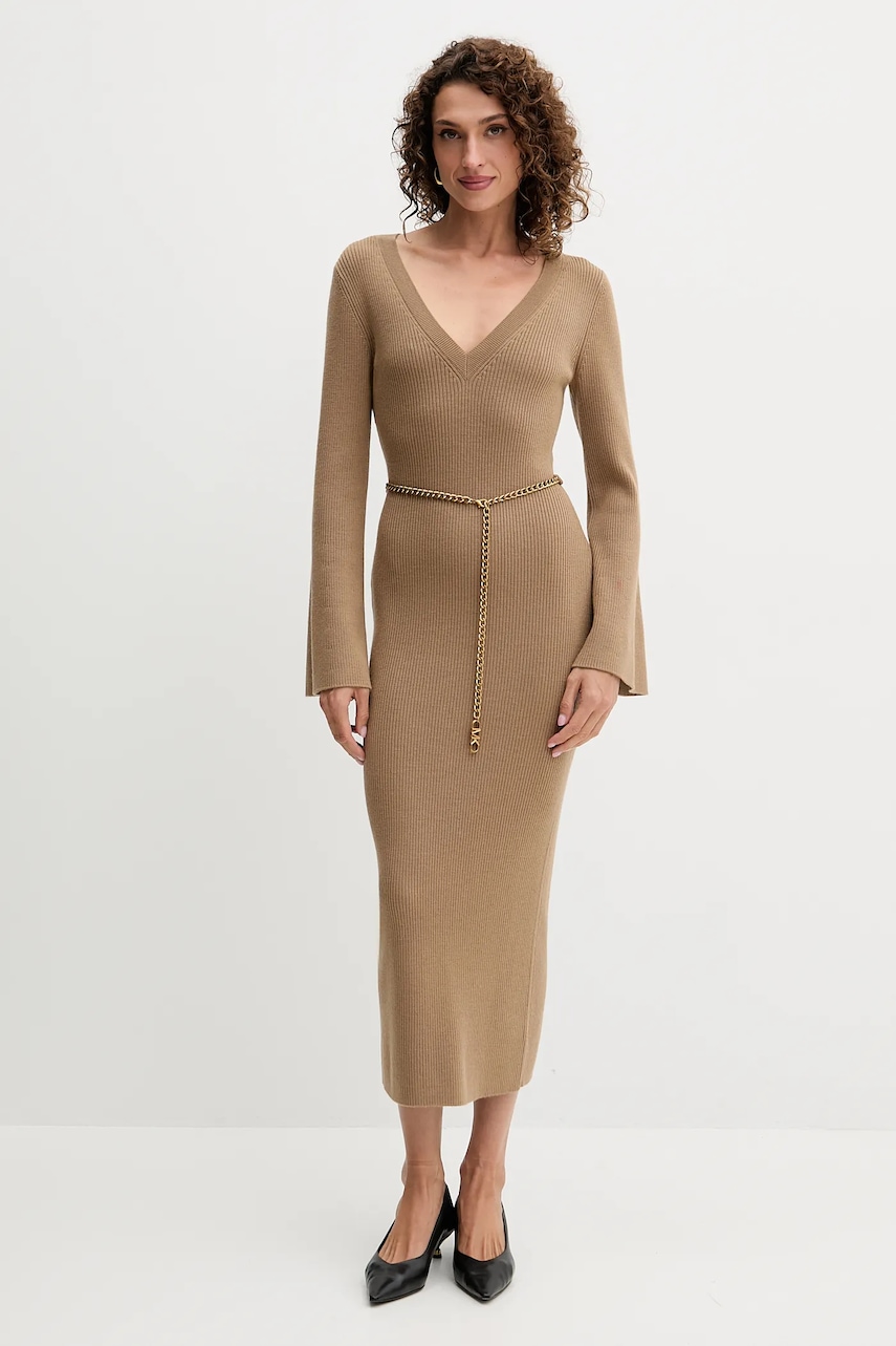 MICHAEL Michael Kors rochie cu lână culoarea verde
