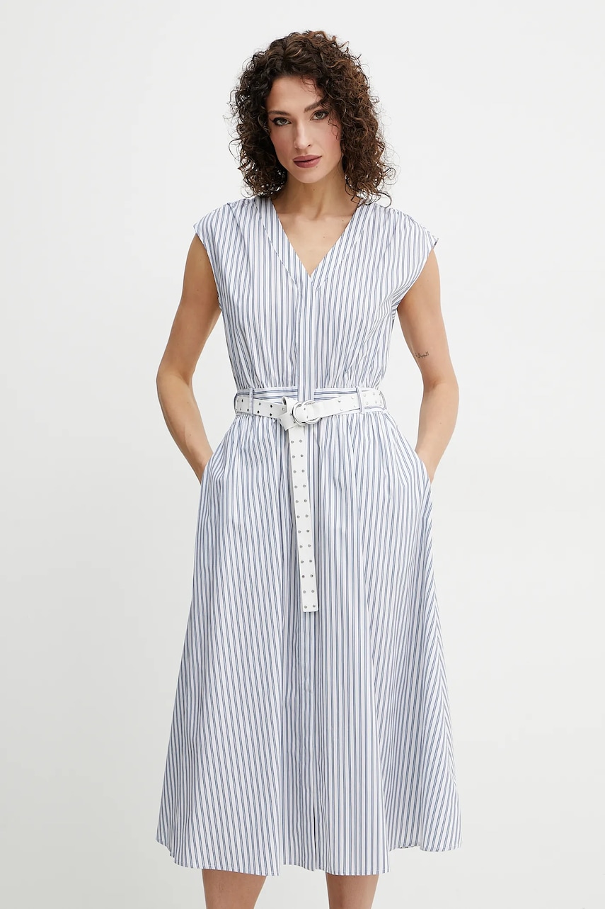 MICHAEL Michael Kors rochie din bumbac culoarea bleumarin