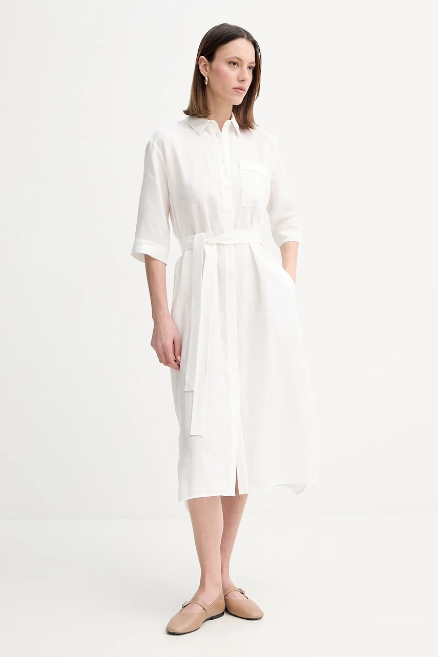 MM rochie din in culoarea alb