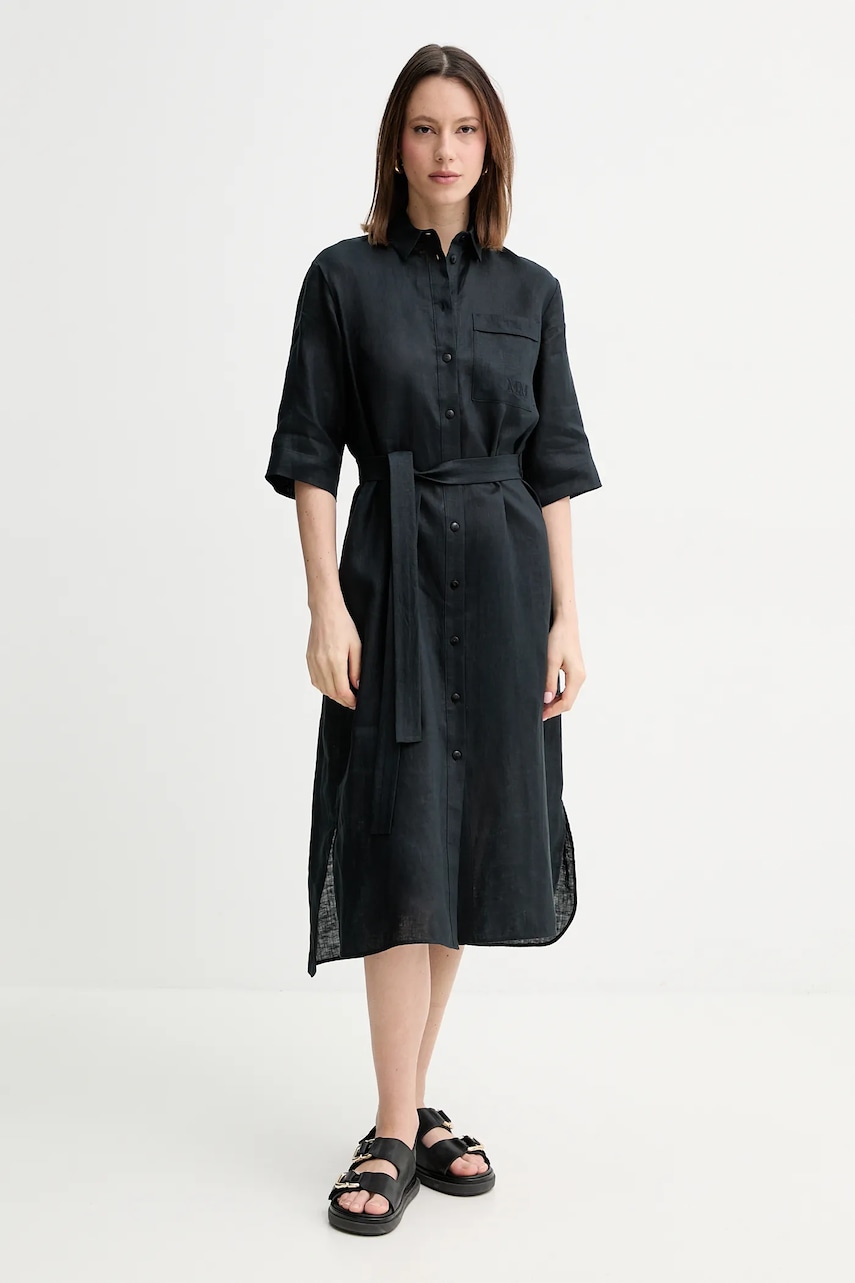 MM rochie din in culoarea negru