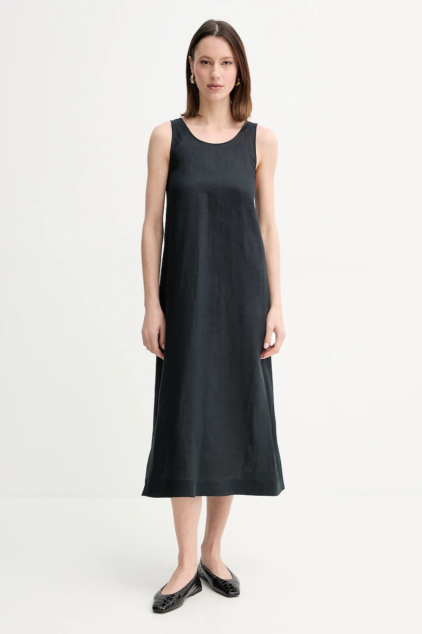 MM rochie din in culoarea negru