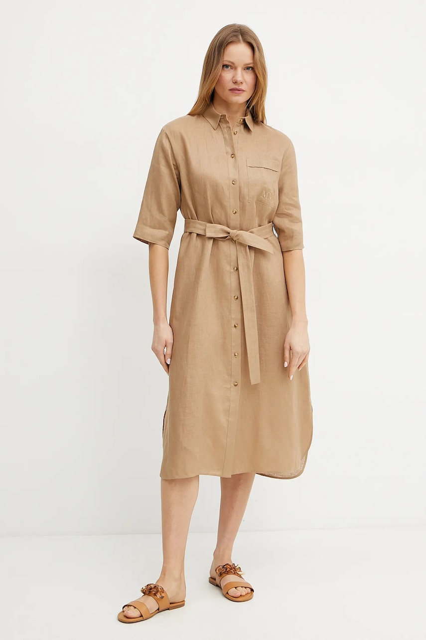 MM rochie din in culoarea verde