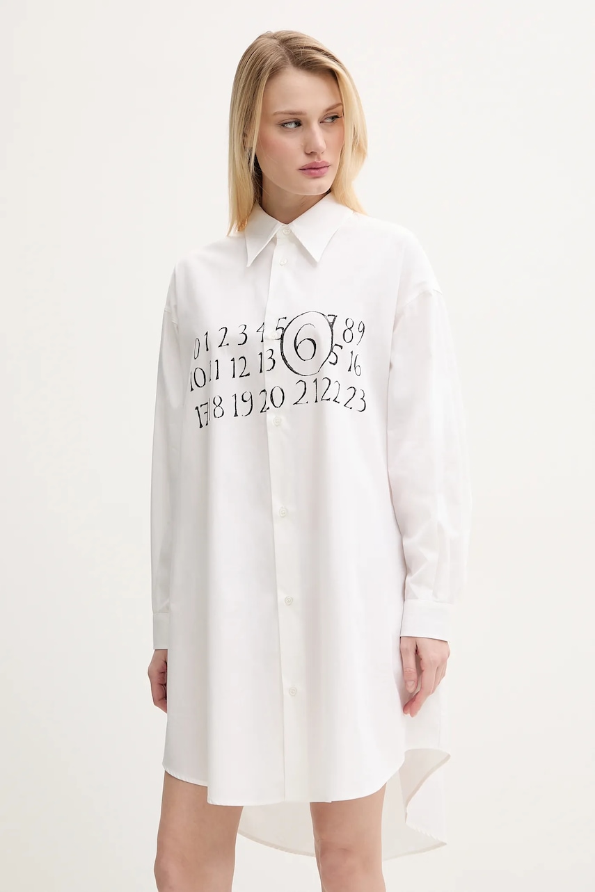 MM6 Maison Margiela rochie din bumbac culoarea bej