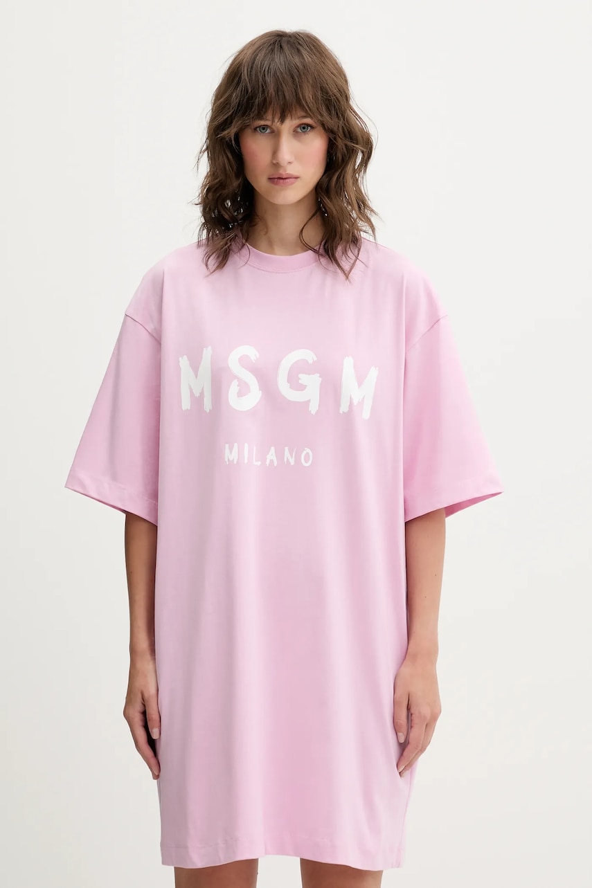 MSGM rochie din bumbac culoarea roz