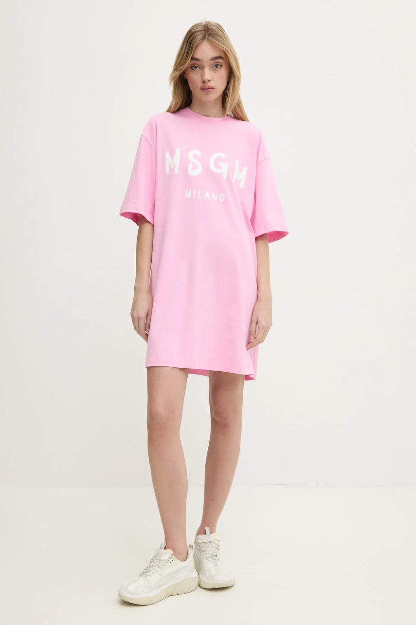 MSGM rochie din bumbac culoarea roz