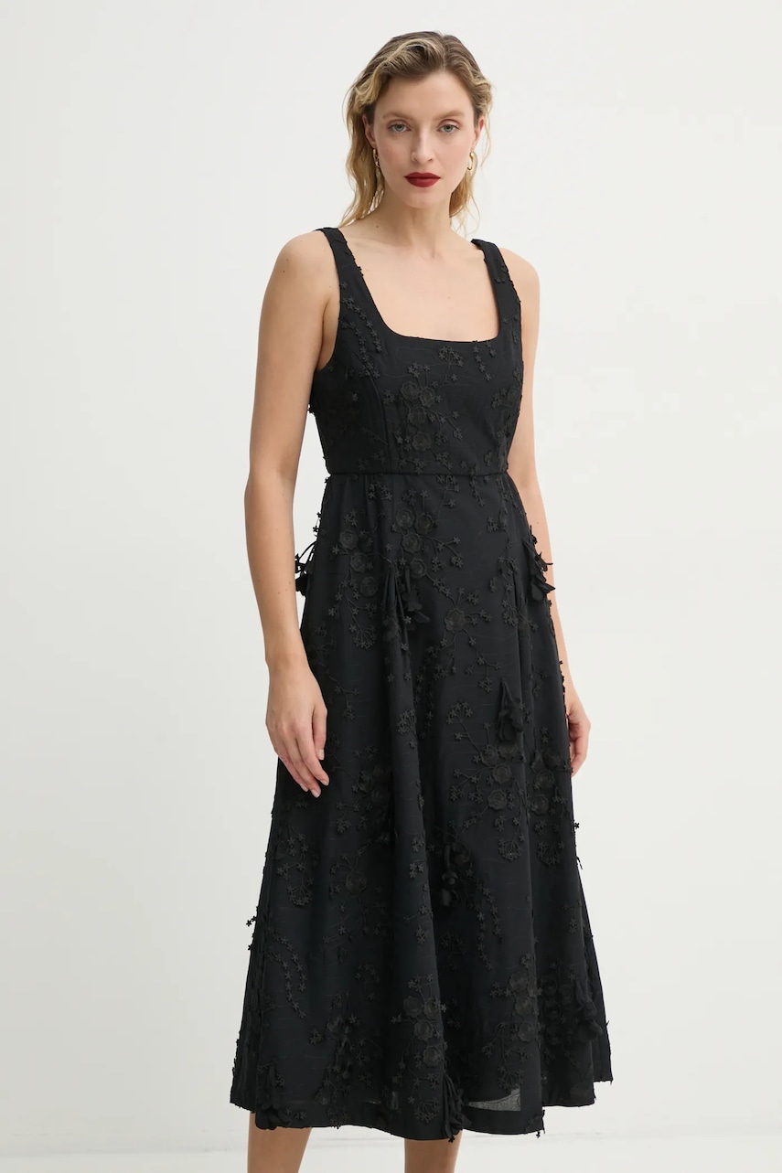 MUNTHE rochie din bumbac FRONIA culoarea negru