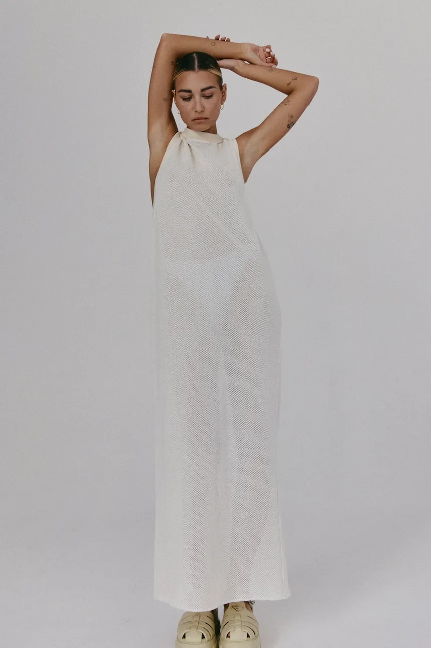MUUV. rochie LLARD culoarea bej