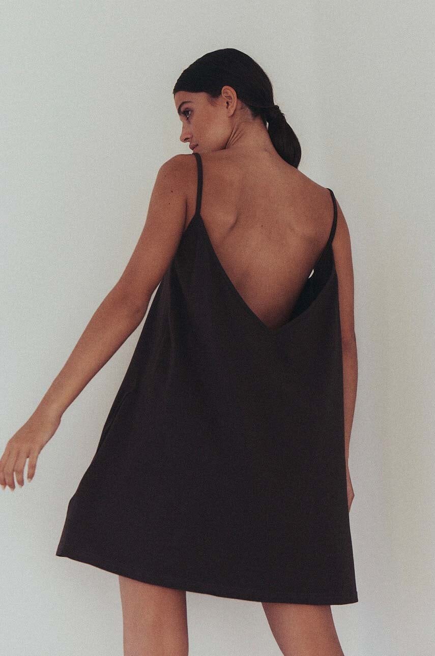 MUUV. rochie din bumbac sukienka #SURFGIRL culoarea maro