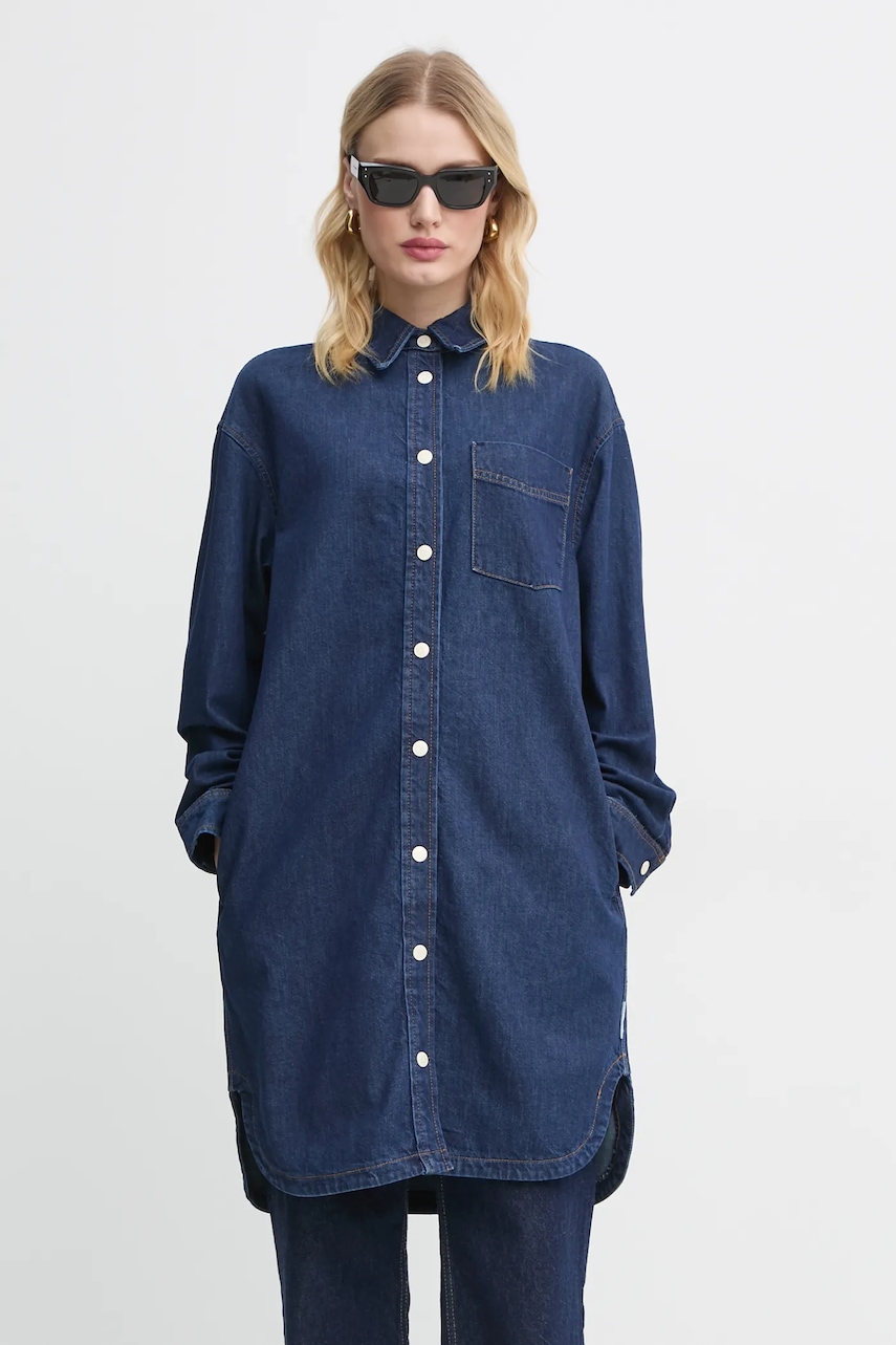 Marc O'Polo rochie din denim culoarea bleumarin