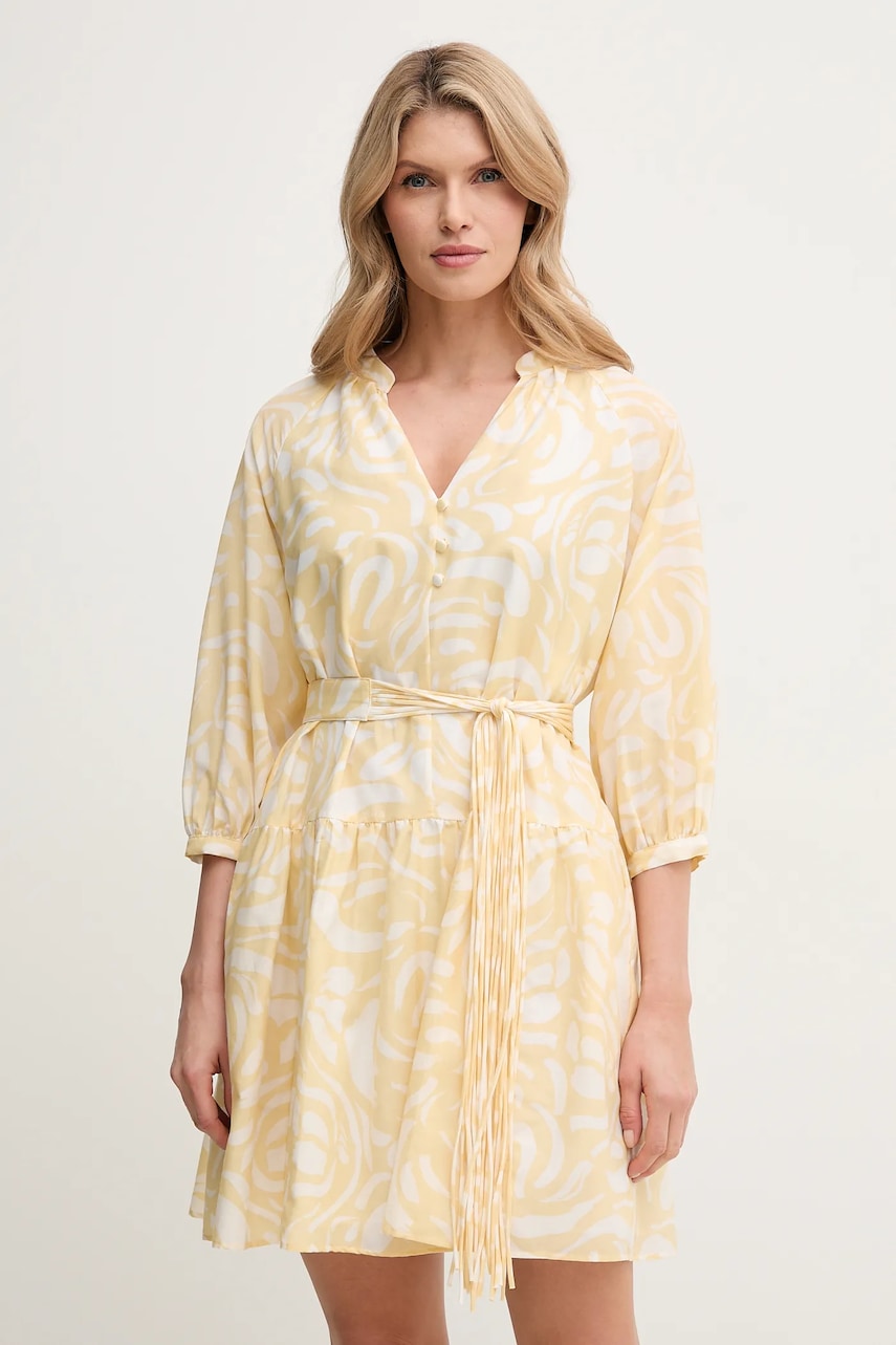 Marella rochie din amestec de mătase VENAS culoarea galben