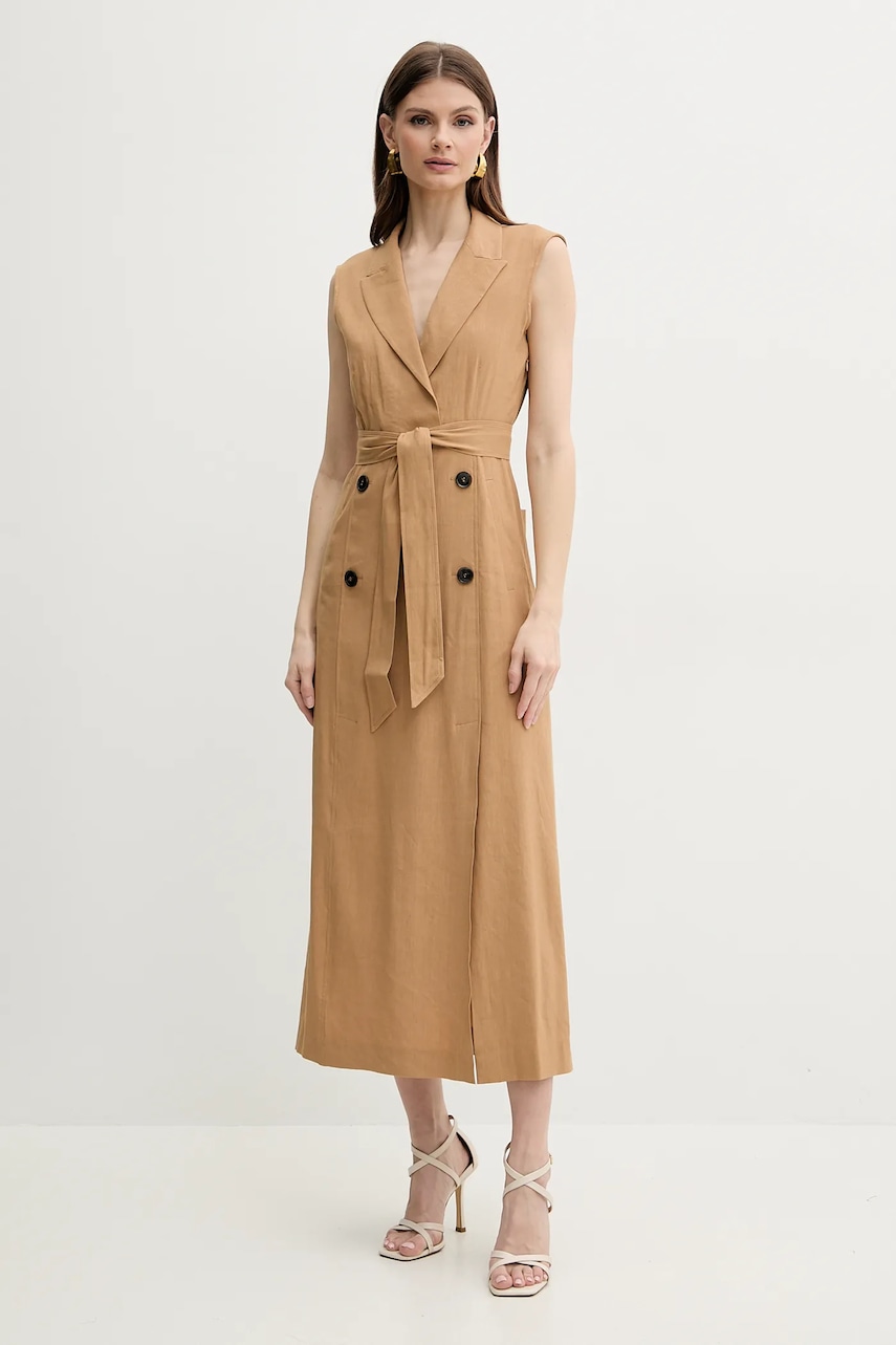 Marella rochie din in DADA culoarea maro