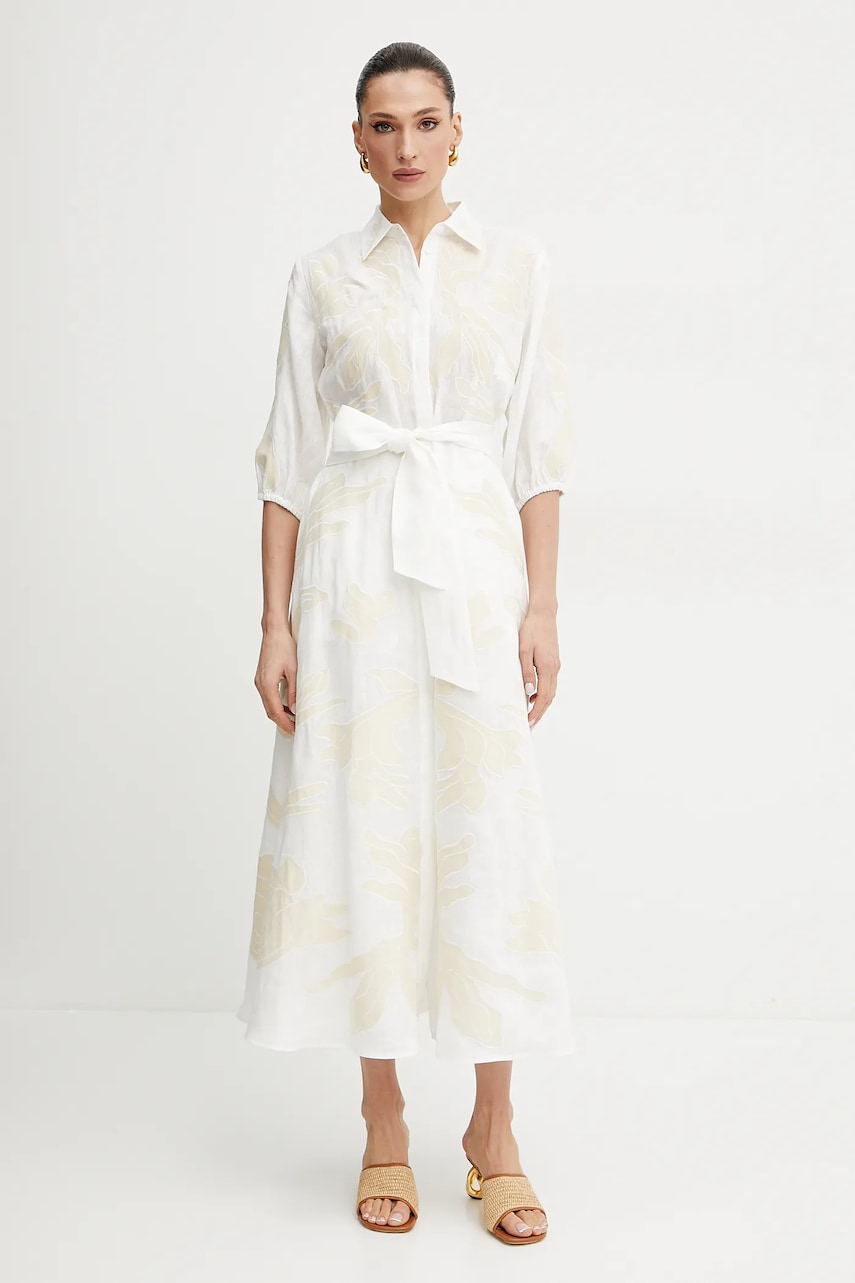 Marella rochie din in NOTA culoarea alb