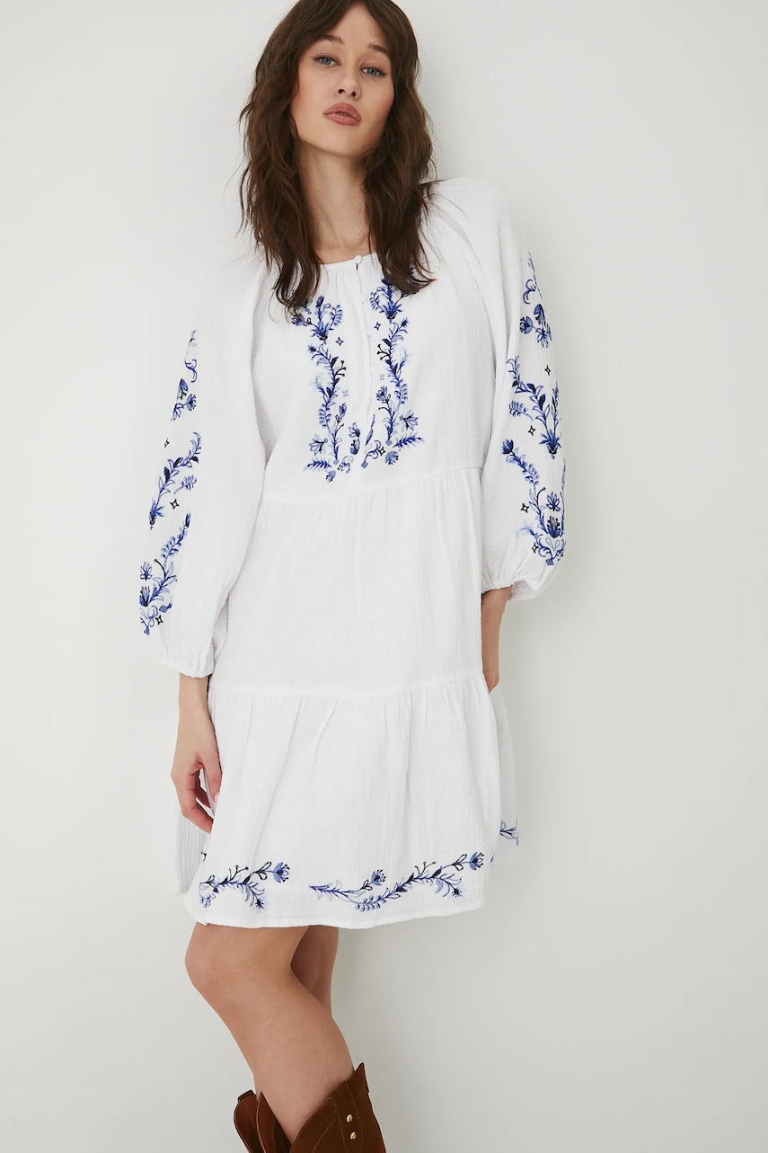 Medicine rochie din bumbac culoarea alb