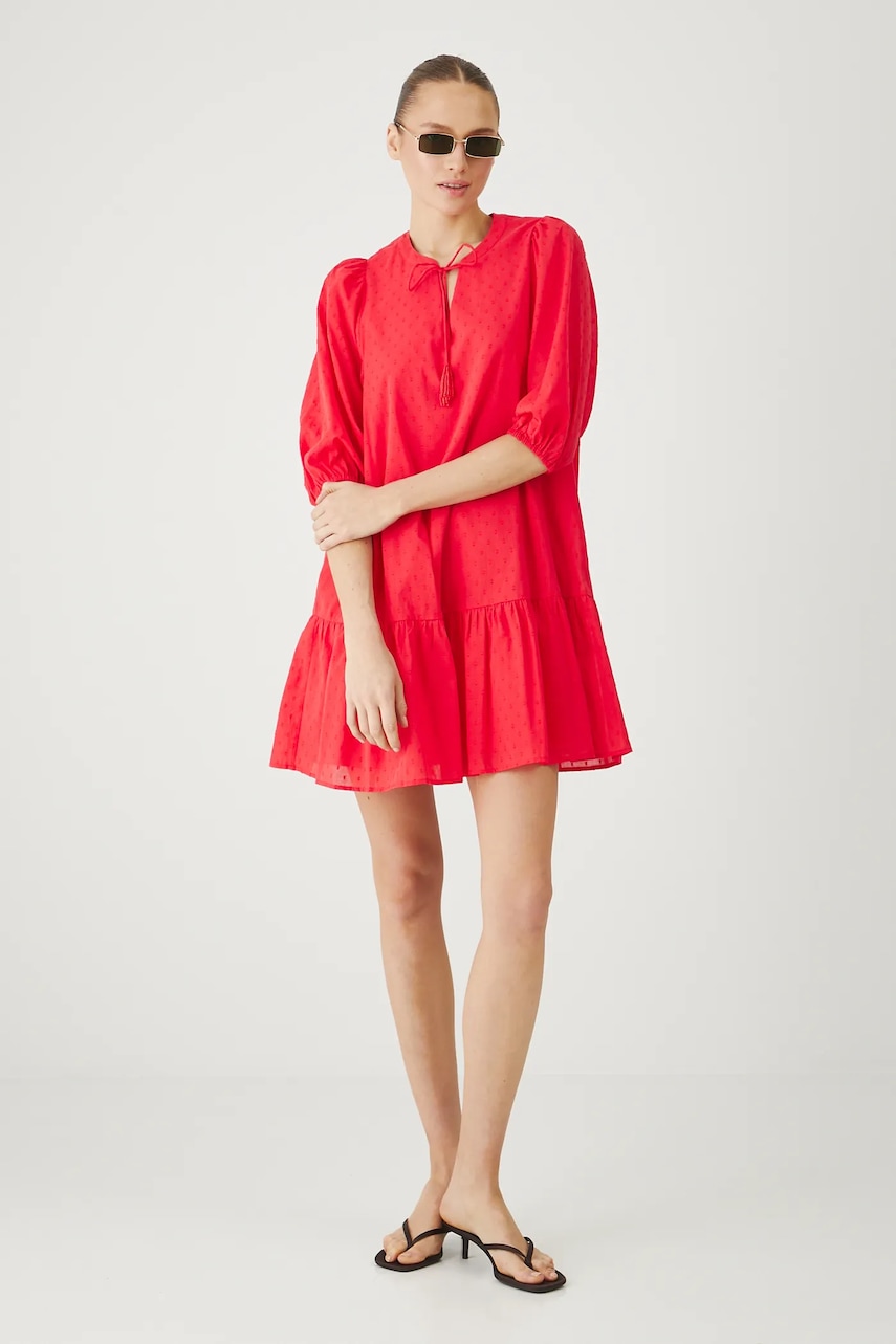 Medicine rochie din bumbac culoarea rosu