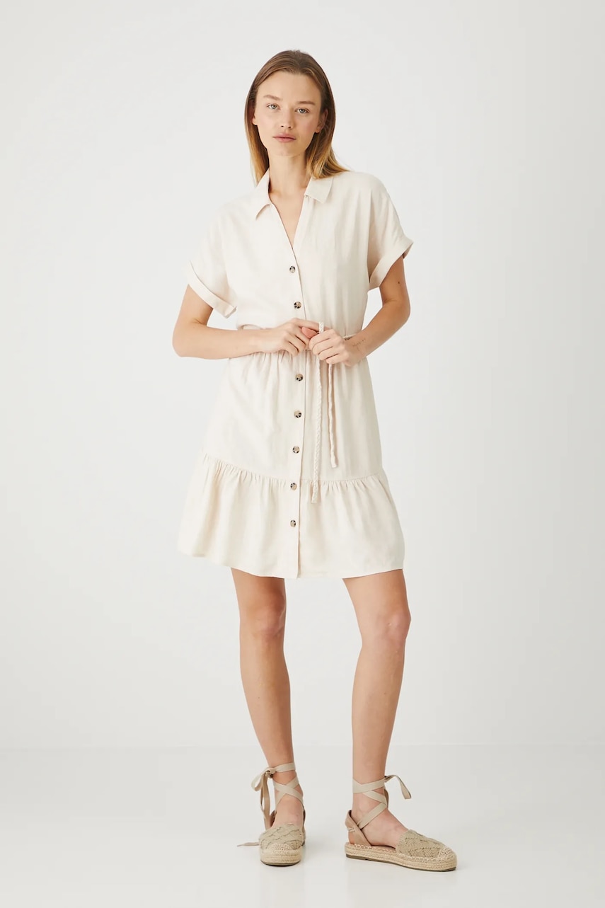 Medicine rochie din in culoarea bej