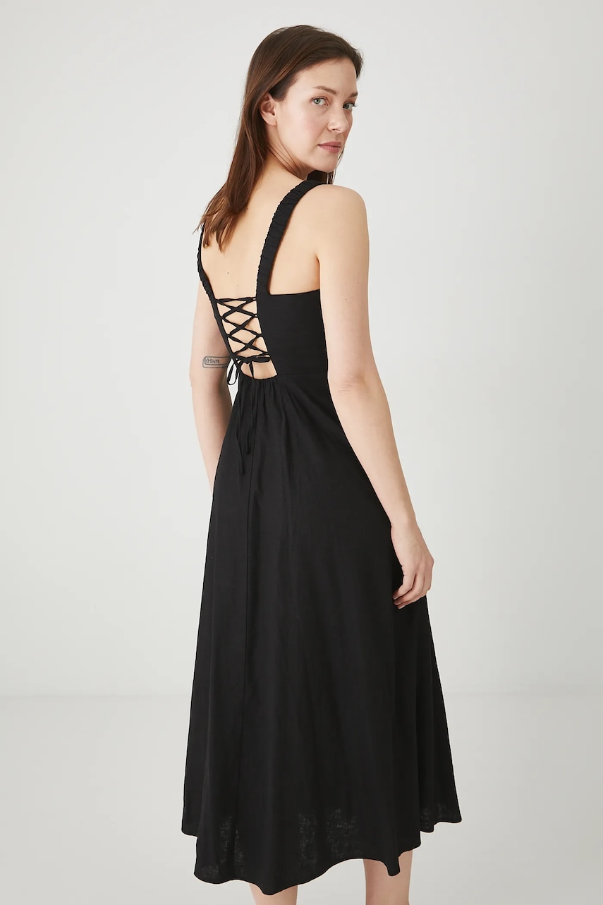 Medicine rochie din in culoarea negru
