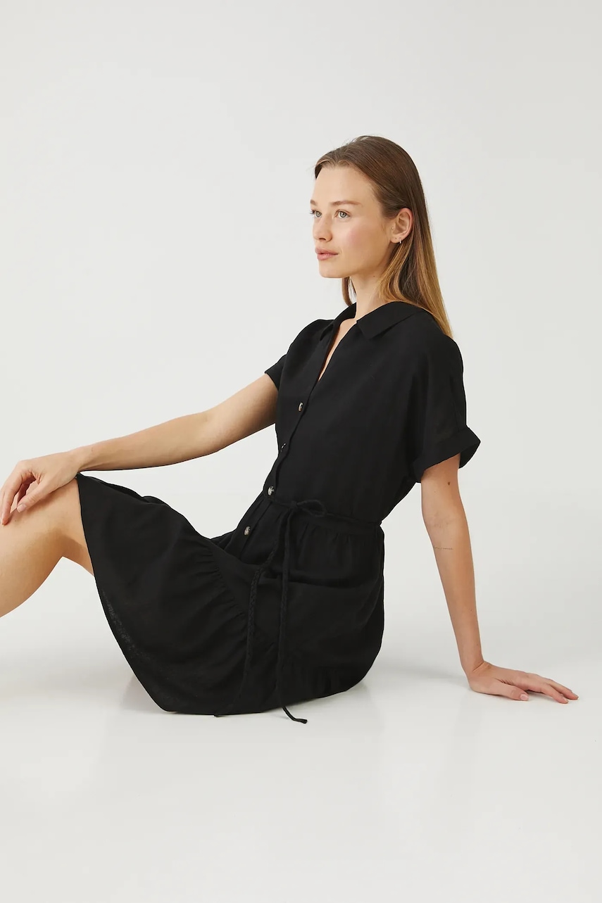 Medicine rochie din in culoarea negru