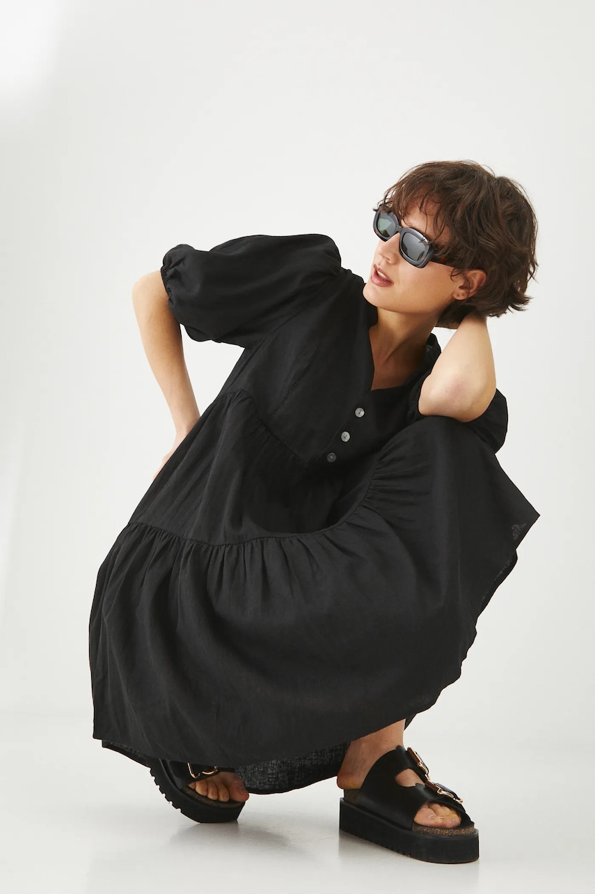 Medicine rochie din in culoarea negru