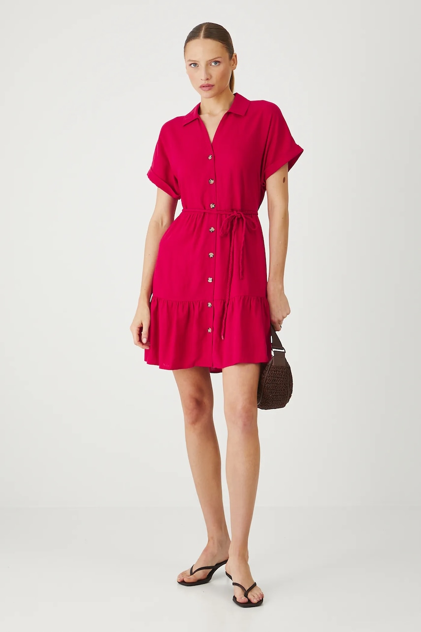 Medicine rochie din in culoarea rosu