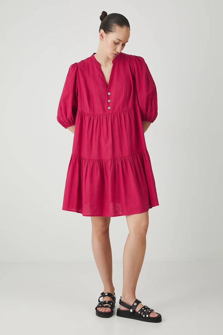 Medicine rochie din in culoarea rosu