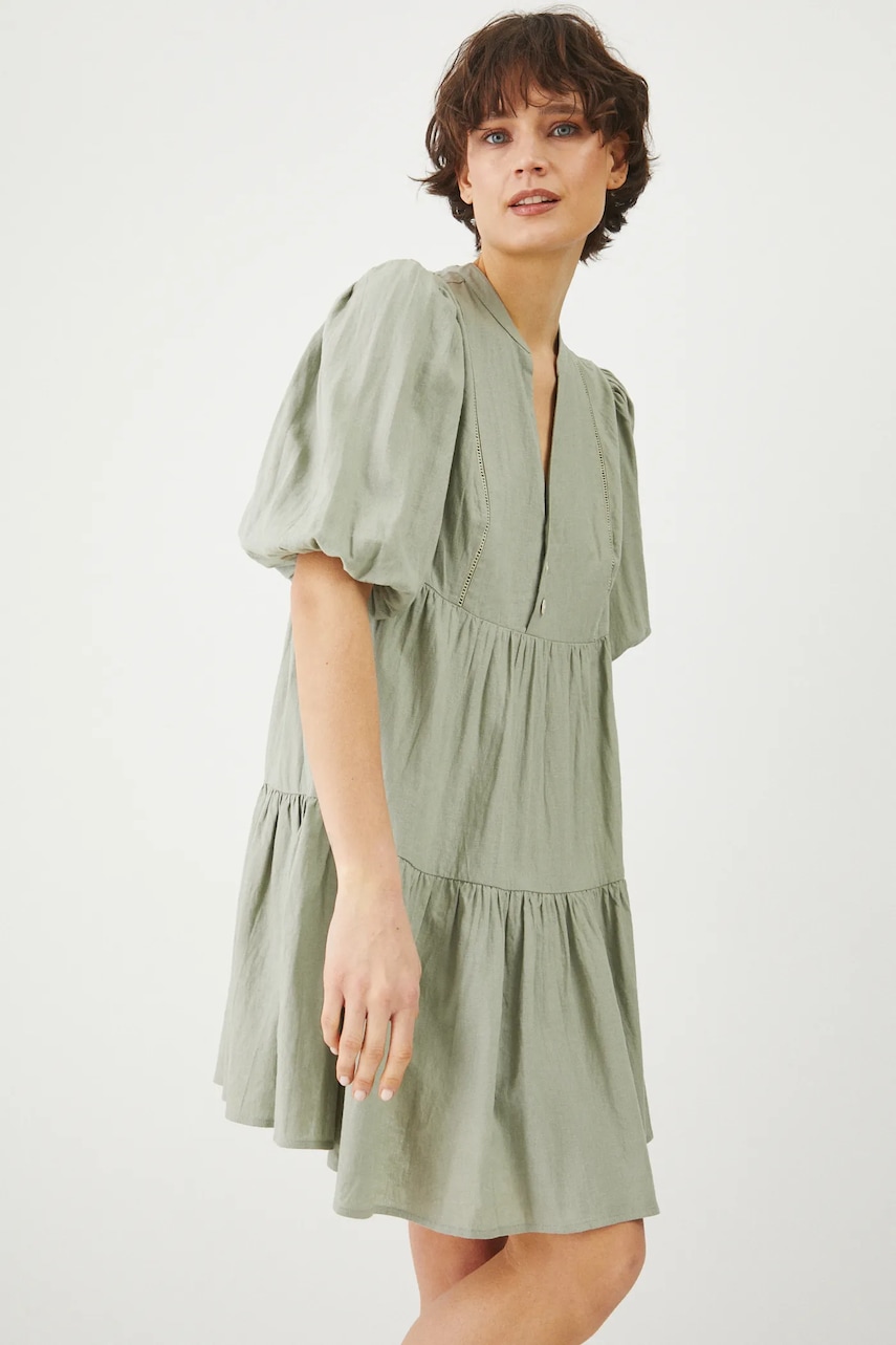 Medicine rochie din in culoarea verde