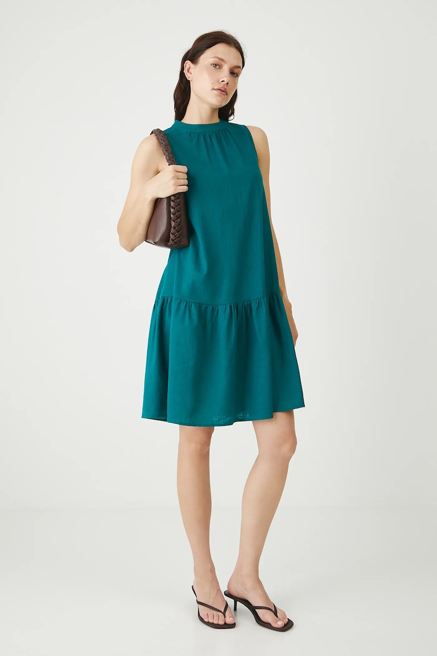 Medicine rochie din in culoarea verde