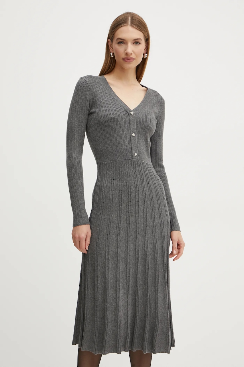 Morgan rochie din amestec de lana RMFRED culoarea gri