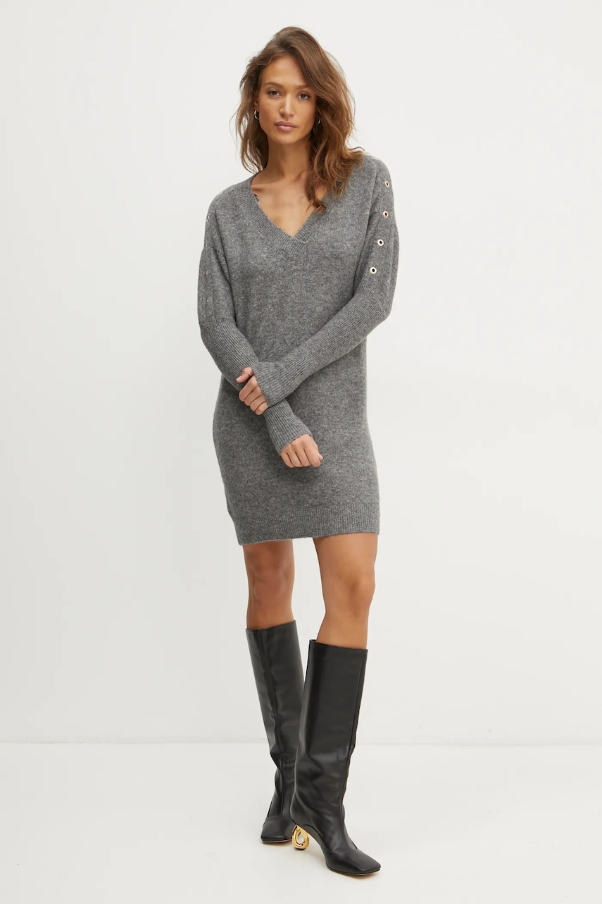 Morgan rochie din amestec de lana RMHIVER culoarea gri