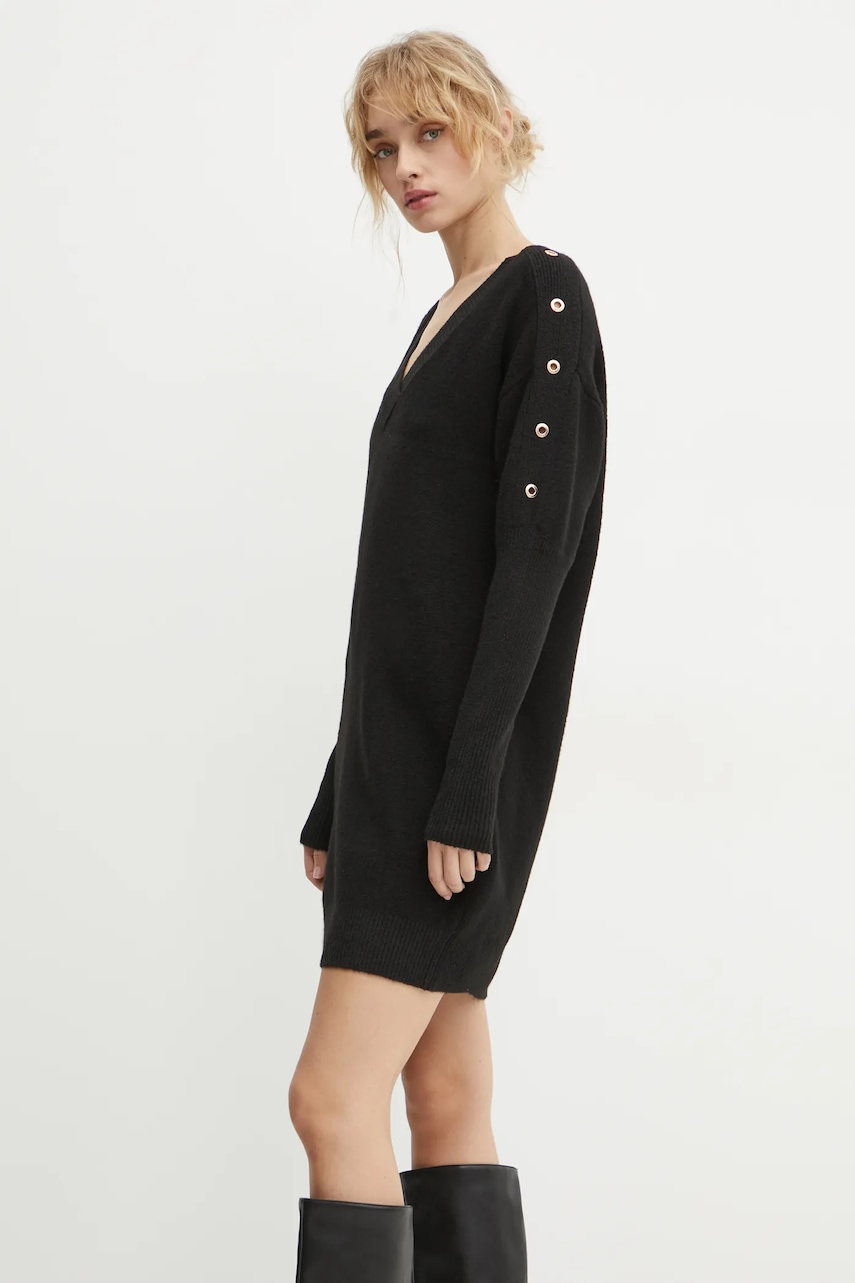 Morgan rochie din amestec de lana RMHIVER culoarea negru