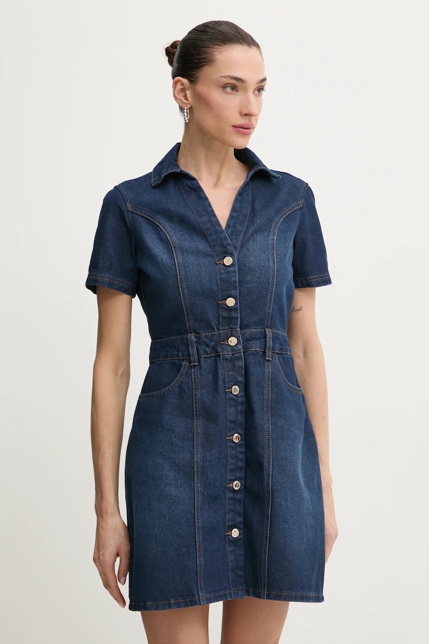 Morgan rochie din denim culoarea bleumarin